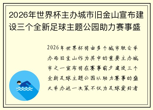 2026年世界杯主办城市旧金山宣布建设三个全新足球主题公园助力赛事盛宴 2026年世界杯主办城市旧金山宣布建设三个全新足球主题公园助力赛事盛宴
